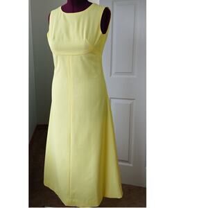 Vintage Handmade Bright Yellow Maxi Dress S/M fit & flare A-line 1960s princess